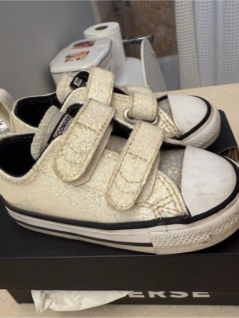 Converse Kids Glitter Double-Strap Sneakers - Iridescent White